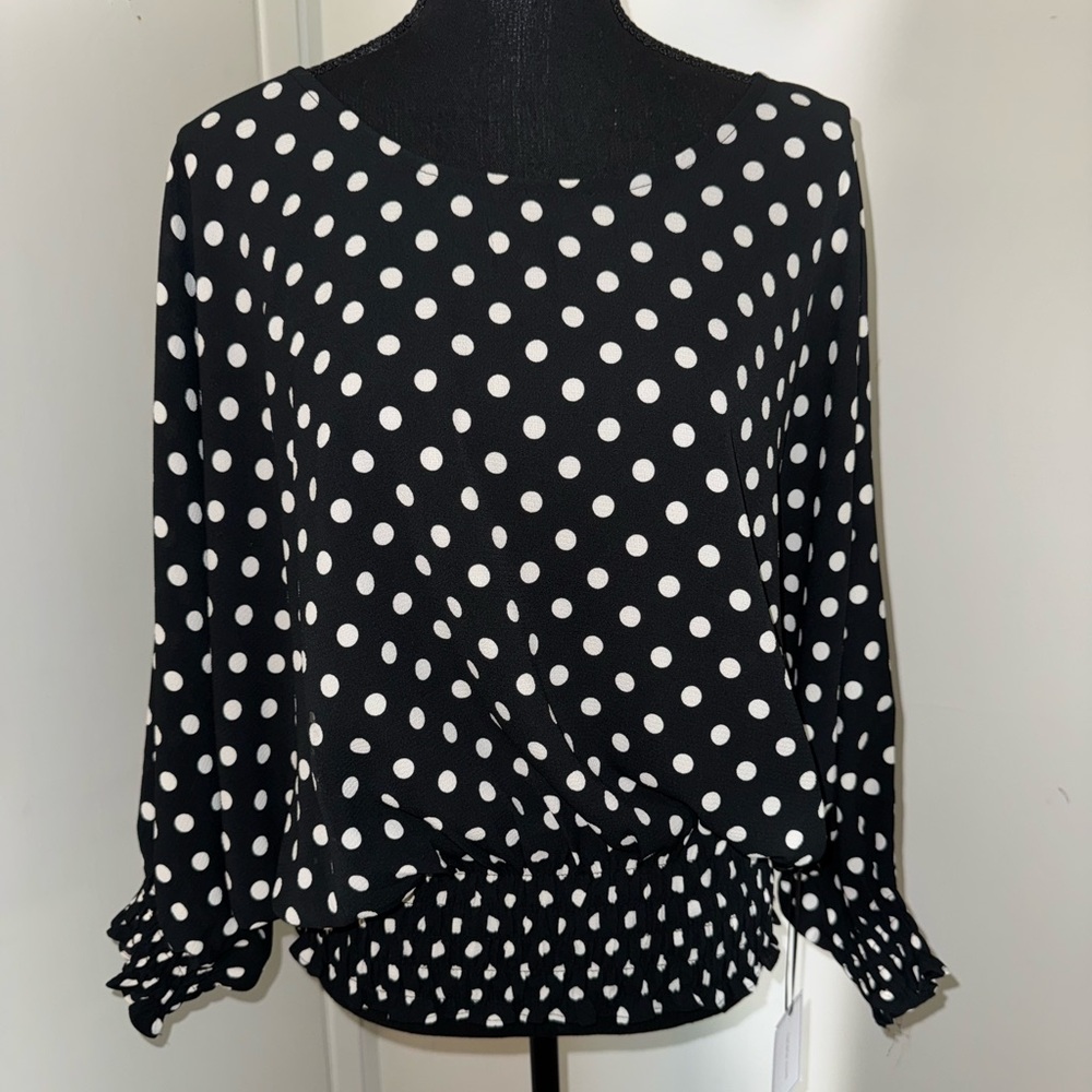 *NWT* 1. State Polkadot Blouson Long Sleeve Blouse ⚫️⚪️⚫️